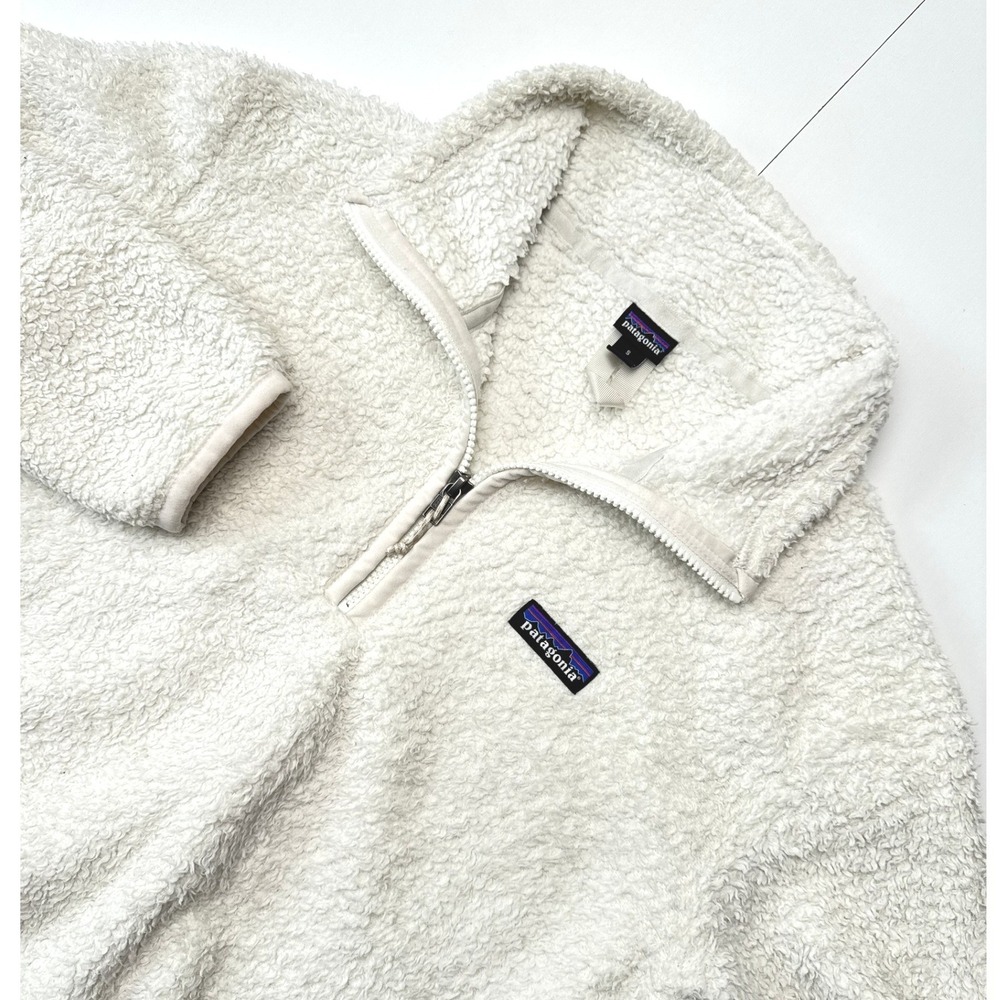 Patagonia Los Gatos 1/4 Zip Fleece Pullover Cream White Mens Small 25890